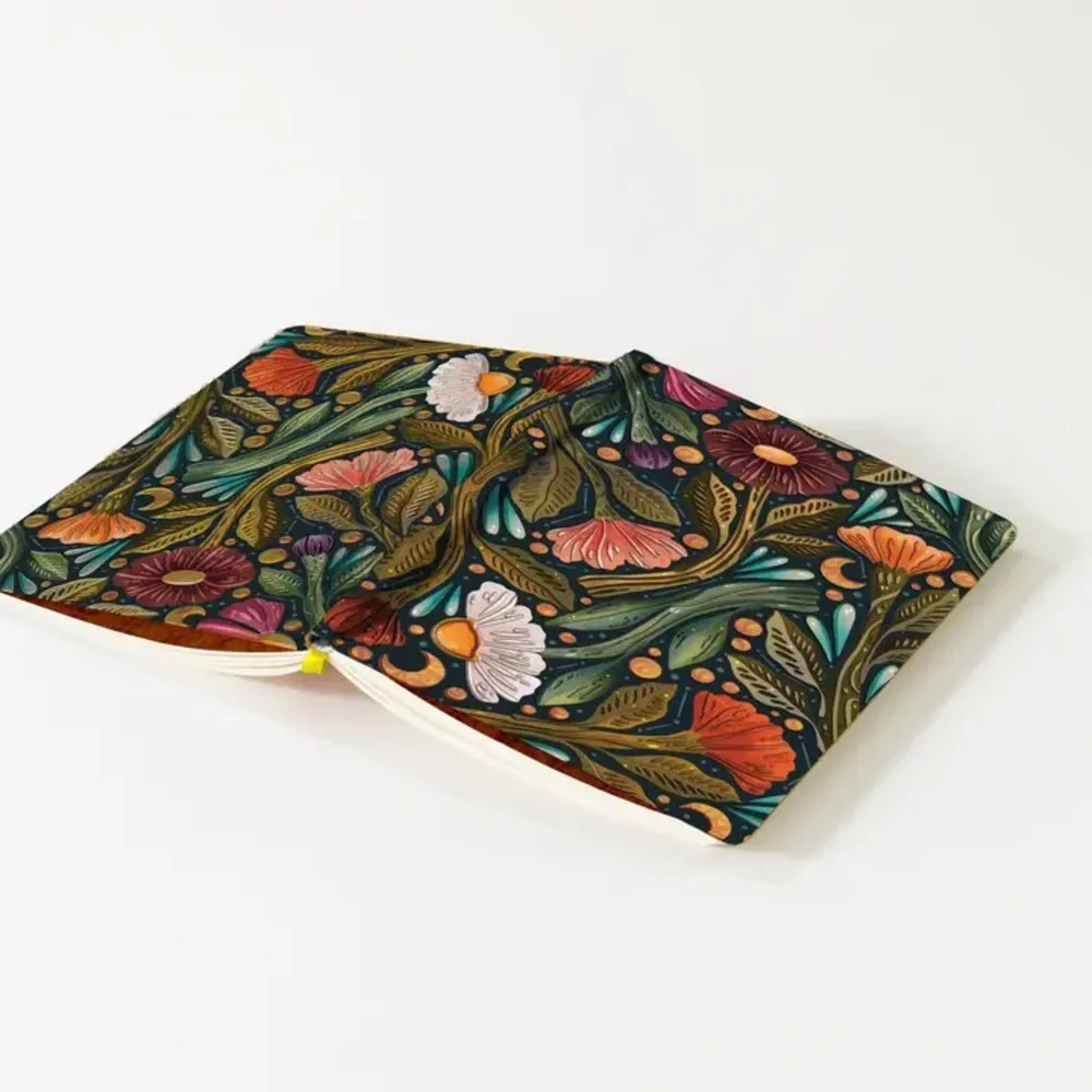 Denik Nightsky Floral Debossed Journal Notebook - faux leather luxury soft touch